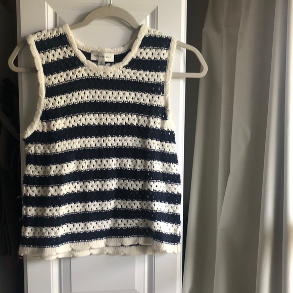 Navy and White Stripe ⚓️ Crochet Sweater Tank - Picture 2 of 7